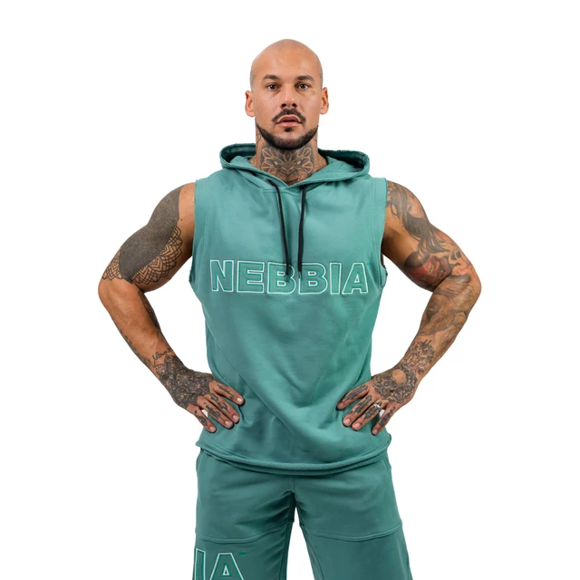 Bluza bez rękawów z kapturem Nebbia Iron Beast 710 - Zielony