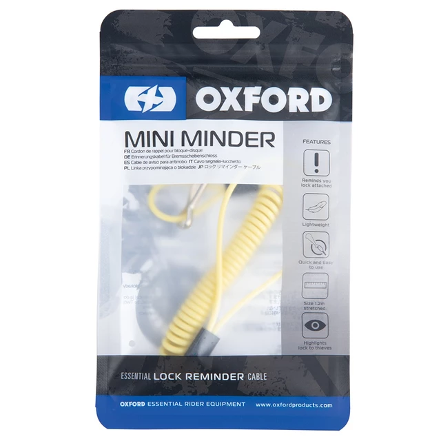Kábel na pripomenutie kotúčového zámku Oxford Mini Minder Cable 2,5 mm/1,2 m