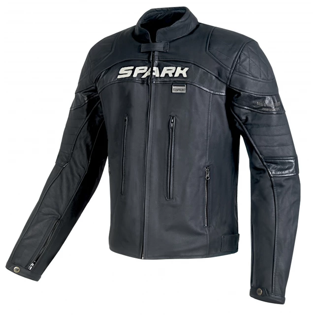 Férfi bőr motoros kabát SPARK Dark - fekete