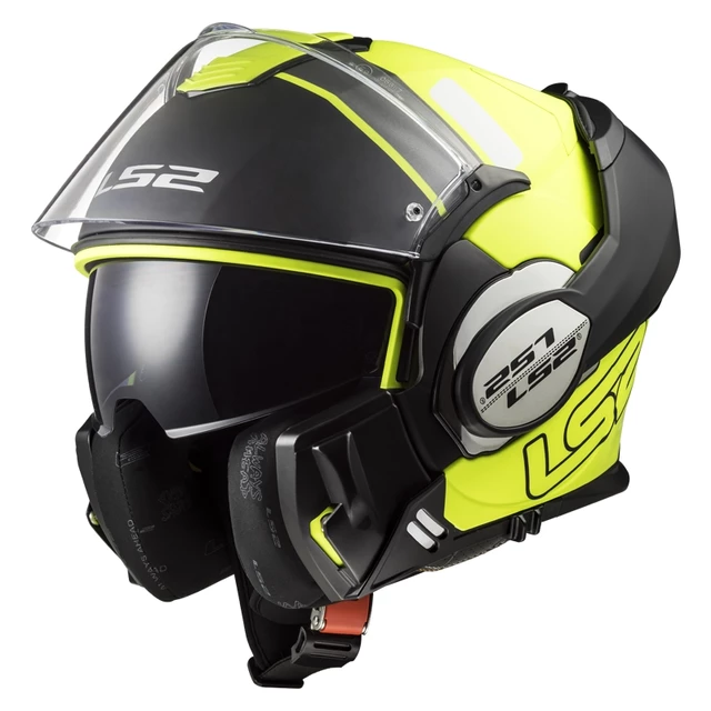 Flip-Up Motorcycle Helmet LS2 FF399 Valiant Lumen / H-V Yellow - Prox Matt Black Titanium