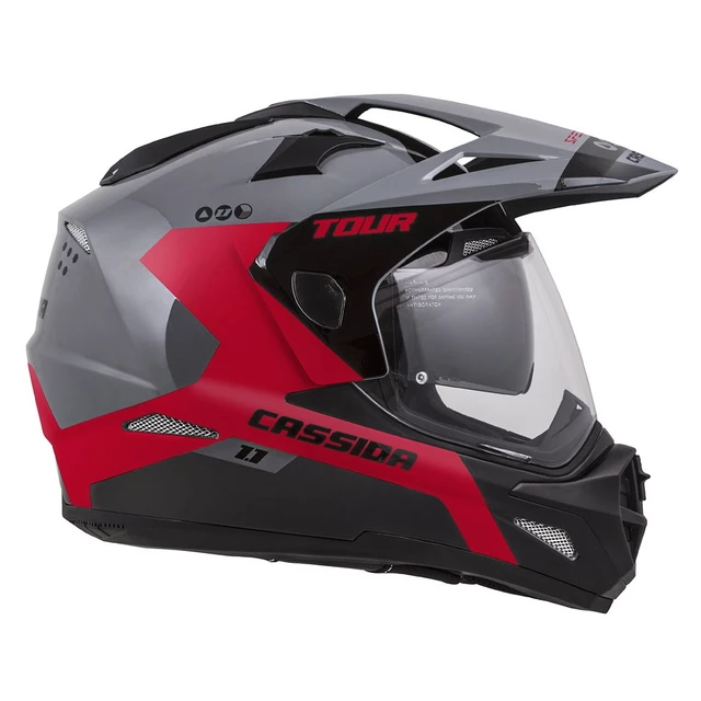 Cassida Tour 1.1 Spectre Motorradhelm - grau/weiss/schwarz