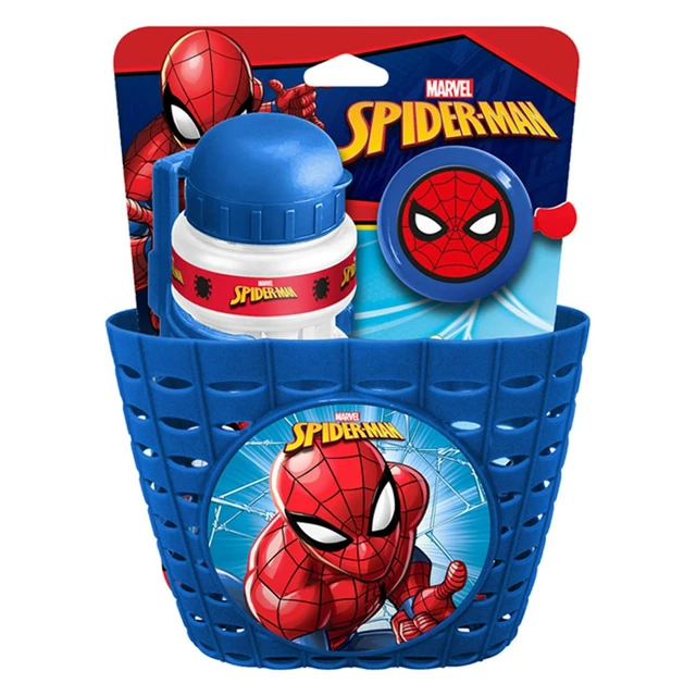Zestaw rowerowy Spiderman (koszyk, bidon, dzwonek)