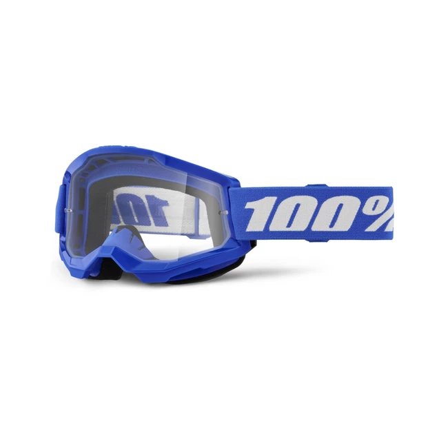 Motocross Goggles 100% Strata 2 New - Blue, Clear Plexi