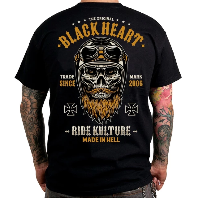 Koszulka na motor BLACK HEART Whiskery - Czarny - Czarny