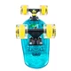 Svítící penny board WORKER Ravery 22" s bluetooth reproduktorem - transparentní modrá/zelená