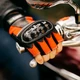 Fingerlose Leder-Motorradhandschuhe W-TEC NF-4190 - schwarz-grau