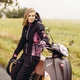 Damen Leder-Motorradhandschuhe W-TEC NF-4208 - schwarz-weiß
