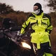 Winter Leder/Textil Motorradhandschuhe W-TEC NF-4004 - grau-schwarz