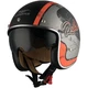 Motorcycle Helmet Vemar Chopper Rebel - Matt Black/Orange/Silver