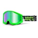 Motocross Goggles 100% Strata - Crafty Lime Green, Green Chrome Plexi with Pins for Tear-Off Foi