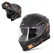 Flip-Up Motorcycle Helmet W-TEC Venero - Glossy Black-Neon Yellow - Glossy Black-Gold