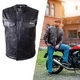 Leather Motorcycle Vest W-TEC Delasola - Black - Black