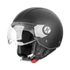 W-TEC FS-701LB Scooter-Helm aus schwarzem Leder - schwarz