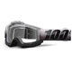 100% Accuri Motocross Brille - Invaders weiß/schwarz, klares Plexiglas mit Bolzen für Abreißfol