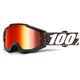 Motocross Goggles 100% Accuri - Krick Black, Red Chrome Plexi + Clear Plexi with Pins for Tear-O