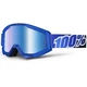 100% Strata Motocross Brille - Lagoon blau, blaues Chrom Plexiglas mit Bolzen für Abreißfolie