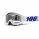 Motocross Goggles 100% Strata - Goliath Black, Clear Plexi with Pins for Tear-Off Foils - Equinox White, Clear Plexi with Pins for Tear-Off Foils