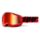 Motocross szemüveg 100% Strata 2 Mirror - Fletcher rózsaszín, tükrös piros plexi