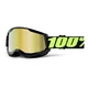 Motocross Goggles 100% Strata 2 Mirror - Upsol Black-Fluo Yellow, Mirror Gold Plexi