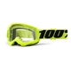 100% Strata 2 Youth Motocross-Schutzbrille für Kinder - schwarzes, klares Plexiglas - gelb, klar plexi