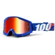 Motocross Goggles 100% Strata - Nation Blue, Red Chrome Plexi with Pins for Tear-Off Foils