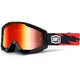 Motocross Goggles 100% Strata - Slash Black, Red Chrome Plexi with Pins for Tear-Off Foils