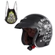 Motorcycle Helmet W-TEC Kustom Black Heart - Skull, Glossy Black