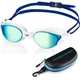 Swimming Goggles Aqua Speed Vortex Mirror - White/Blue/Rainbow Mirror