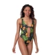 Women’s One-Piece Swimsuit Nebbia High Energy Monokini 560 - Yellow - Jungle Green