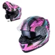 Kask motocyklowy szczękowy z blendą W-TEC YM-925 Magenta - Różowo-czarny - Różowo-czarny
