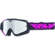 Motocross Goggles Fly Racing RS Zone - Black/Pink,Mirror Plexi with Pins for Tear-Off Foils