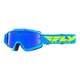 Motocross Goggles Fly Racing RS Zone - Blue/Yellow Fluo, Mirror/Blue Plexi with Pins for Tear-Off Foils