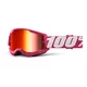 Detské motokrosové okuliare 100% Strata 2 Youth Mirror - Fletcher ružová, zrkadlové červené plexi